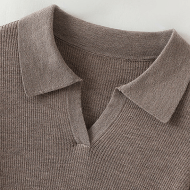 Elise - Worsted Wool Polo Knit - Hilltop Nord