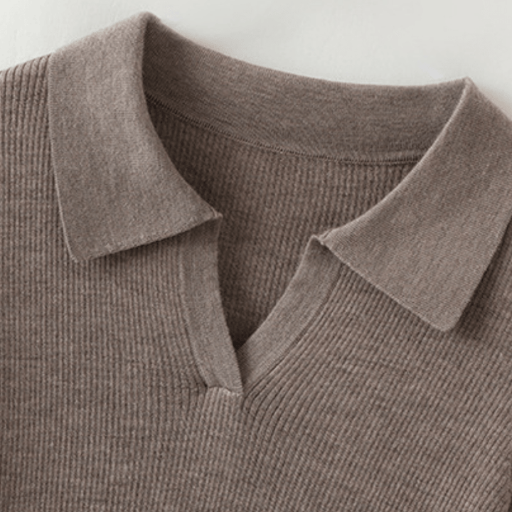 Elise - Worsted Wool Polo Knit - Hilltop Nord