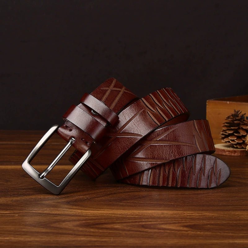 Cragford – Embossed Pin Buckle Leather Belt - Hilltop Nord
