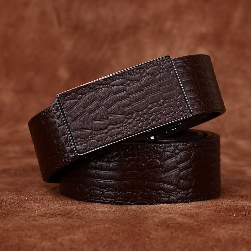 Lowland – Crocodile - Embossed Auto Buckle Leather Belt - Hilltop Nord