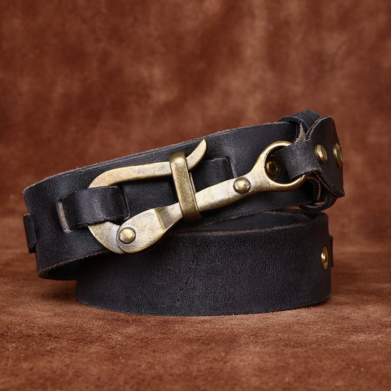 Brasswood – Retro Lock Buckle Leather Belt - Hilltop Nord