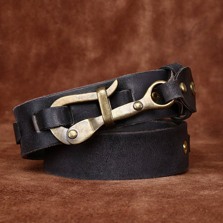Brasswood – Retro Lock Buckle Leather Belt - Hilltop Nord