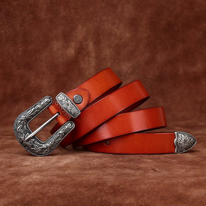 Galloway – Engraved Buckle Leather Belt - Hilltop Nord