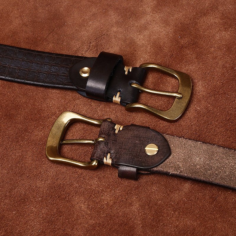 Malvern – Embossed Pin Buckle Leather Belt - Hilltop Nord