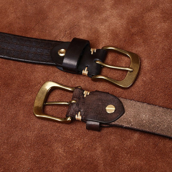 Malvern – Embossed Pin Buckle Leather Belt - Hilltop Nord