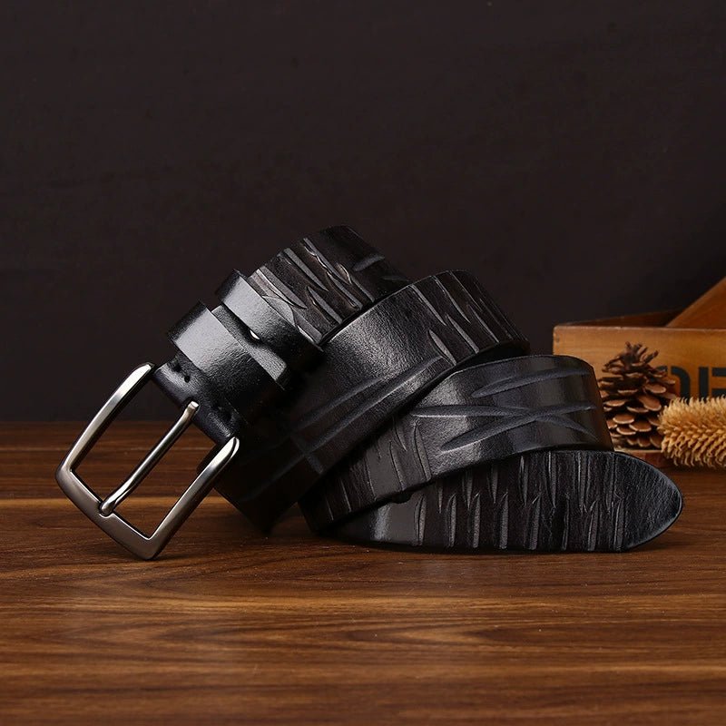 Cragford – Embossed Pin Buckle Leather Belt - Hilltop Nord