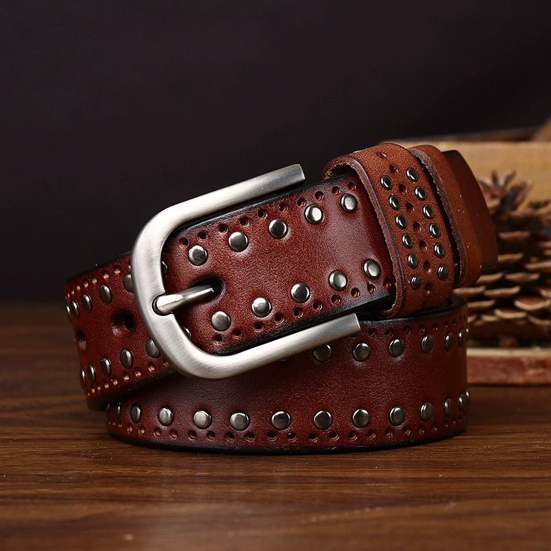 Rookstone – Studded Pin Buckle Leather Belt - Hilltop Nord