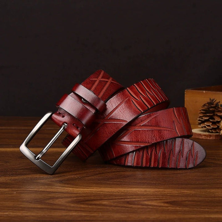 Cragford – Embossed Pin Buckle Leather Belt - Hilltop Nord
