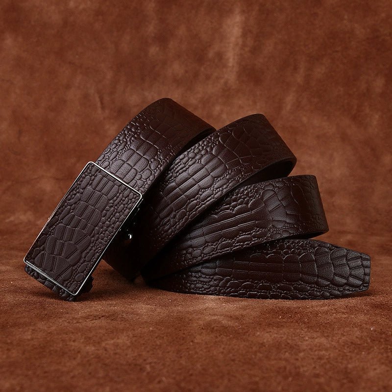 Lowland – Crocodile - Embossed Auto Buckle Leather Belt - Hilltop Nord