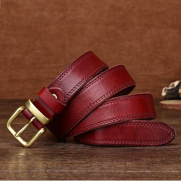 Eldermoss – Stitched Leather Belt - Hilltop Nord