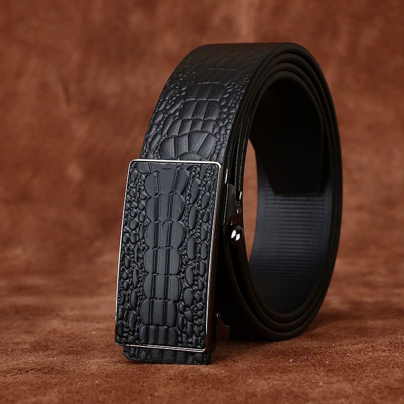 Lowland – Crocodile - Embossed Auto Buckle Leather Belt - Hilltop Nord