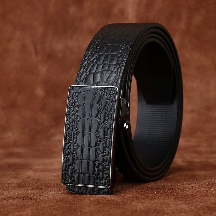 Lowland – Crocodile - Embossed Auto Buckle Leather Belt - Hilltop Nord