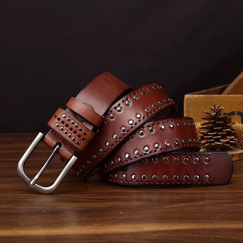 Rookstone – Studded Pin Buckle Leather Belt - Hilltop Nord