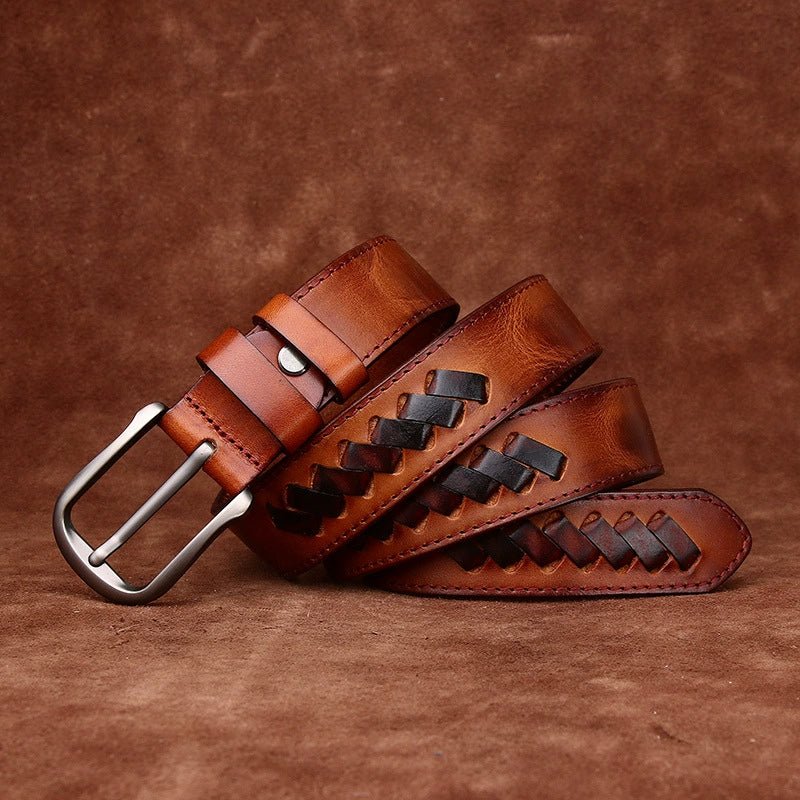 Rook – Woven Inlay Leather Belt - Hilltop Nord