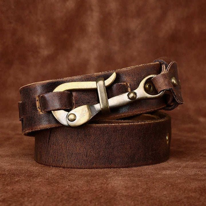 Brasswood – Retro Lock Buckle Leather Belt - Hilltop Nord