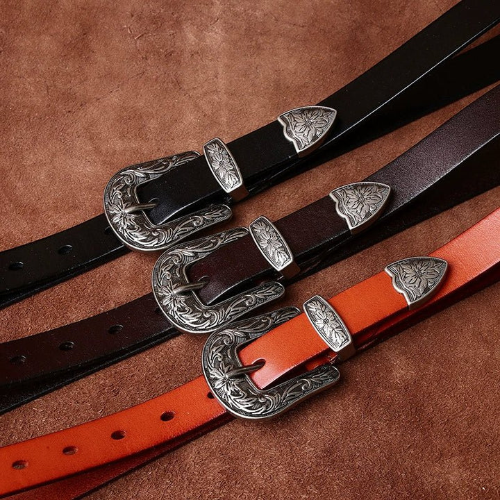 Galloway – Engraved Buckle Leather Belt - Hilltop Nord