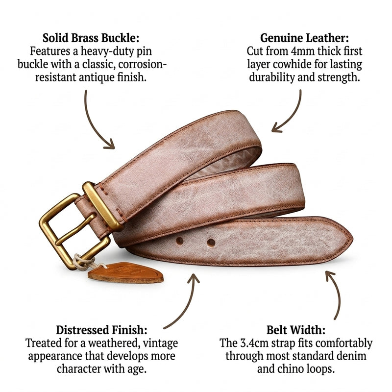 Gable – Distressed Leather Belt infographic