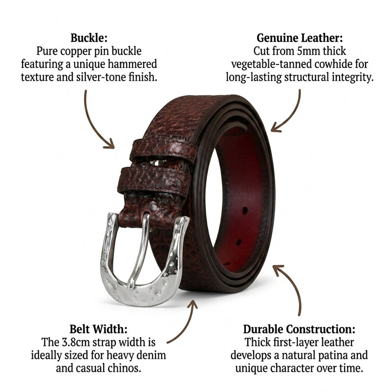Grist – Hammered Buckle Leather Belt infographic