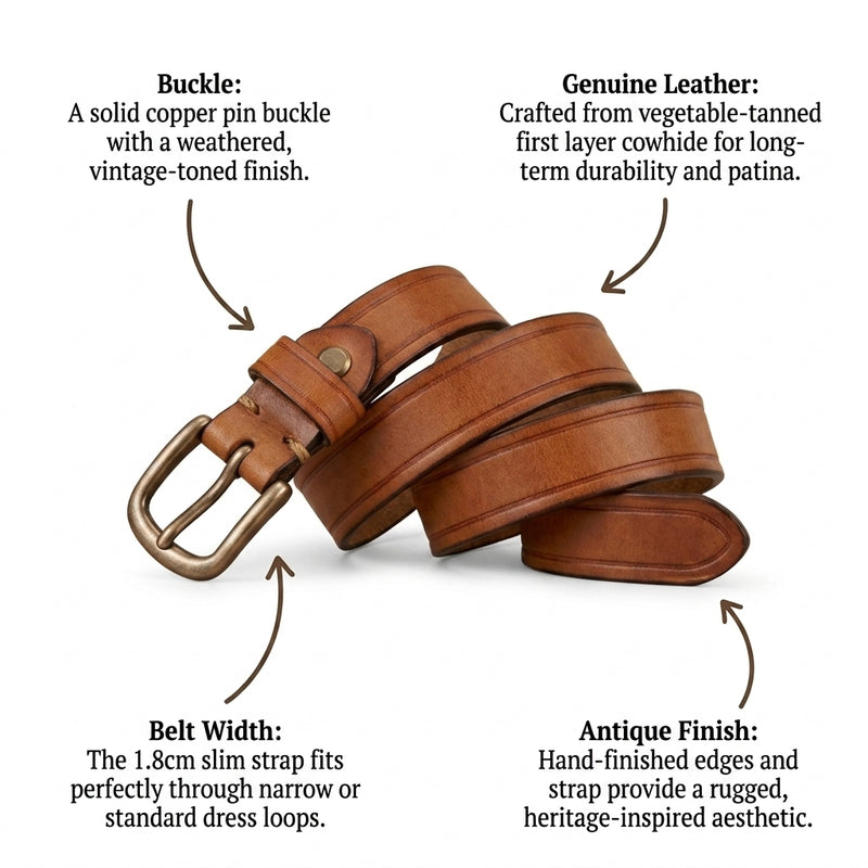 Kelso – Antique Finish Leather Belt infographic