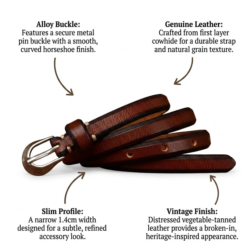 Mossfell – Slim Pin Buckle Leather Belt infographic